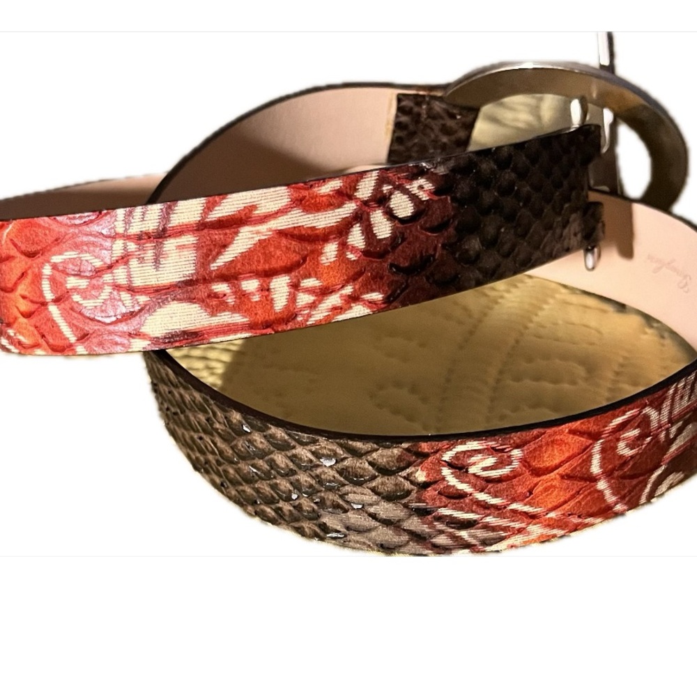 Garuglieri Earth Tones leather embossed snakeskin,Italian, silver tone buckle XL - Picture 2 of 9